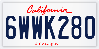 CA license plate 6WWK280