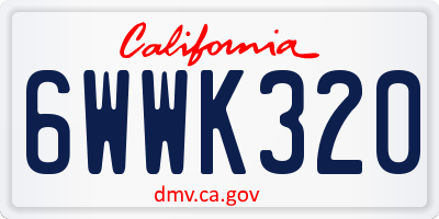 CA license plate 6WWK320