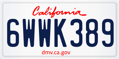 CA license plate 6WWK389