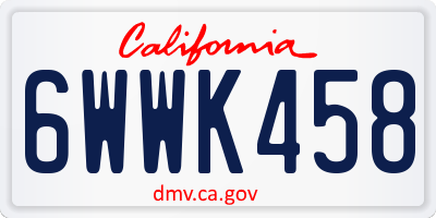 CA license plate 6WWK458
