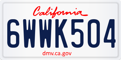 CA license plate 6WWK504