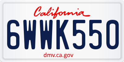 CA license plate 6WWK550
