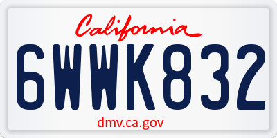 CA license plate 6WWK832