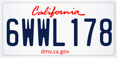 CA license plate 6WWL178