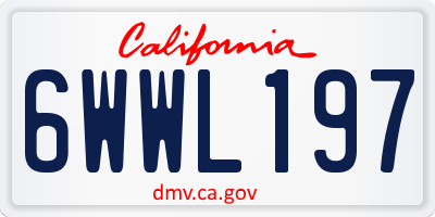 CA license plate 6WWL197
