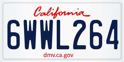 CA license plate 6WWL264