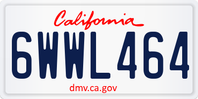 CA license plate 6WWL464