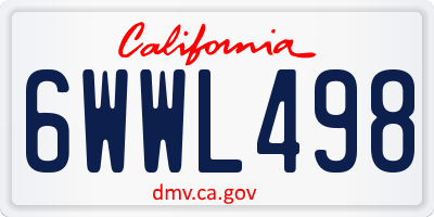 CA license plate 6WWL498