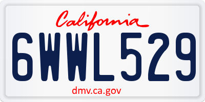 CA license plate 6WWL529