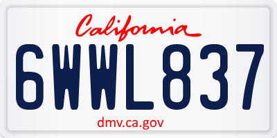 CA license plate 6WWL837