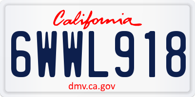 CA license plate 6WWL918