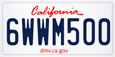 CA license plate 6WWM500