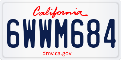 CA license plate 6WWM684