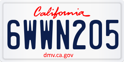 CA license plate 6WWN205