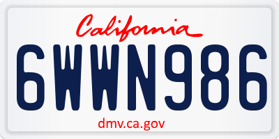 CA license plate 6WWN986