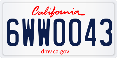 CA license plate 6WWO043