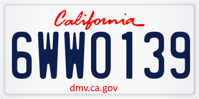 CA license plate 6WWO139