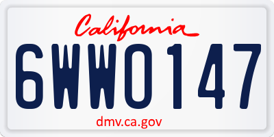 CA license plate 6WWO147