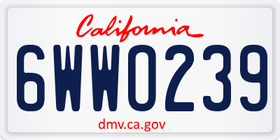 CA license plate 6WWO239