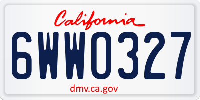 CA license plate 6WWO327