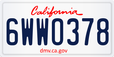 CA license plate 6WWO378