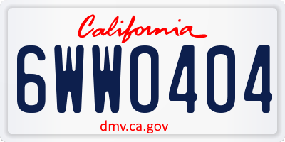 CA license plate 6WWO404
