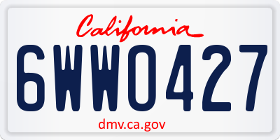 CA license plate 6WWO427