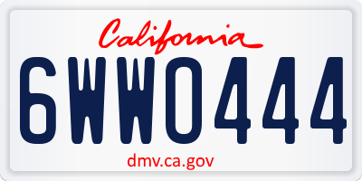 CA license plate 6WWO444