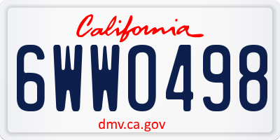 CA license plate 6WWO498