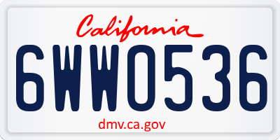 CA license plate 6WWO536