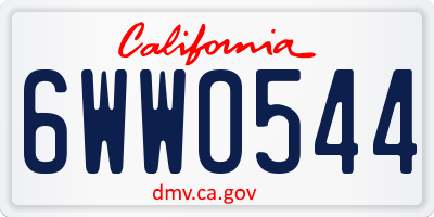 CA license plate 6WWO544
