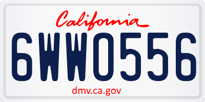 CA license plate 6WWO556