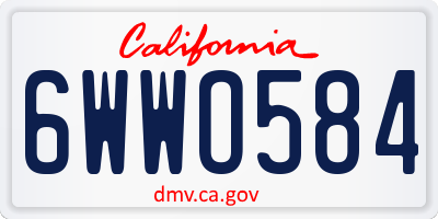 CA license plate 6WWO584