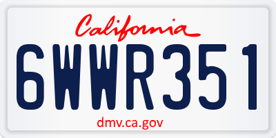 CA license plate 6WWR351