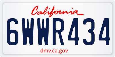 CA license plate 6WWR434