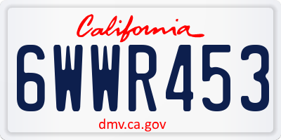 CA license plate 6WWR453