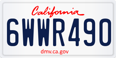 CA license plate 6WWR490
