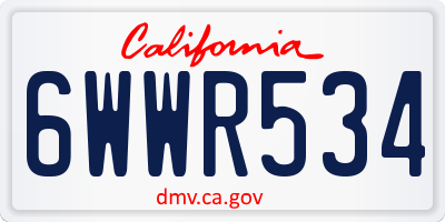 CA license plate 6WWR534