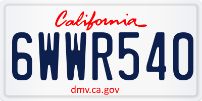 CA license plate 6WWR540