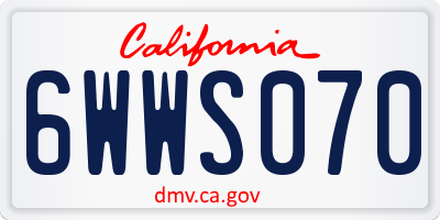 CA license plate 6WWS070