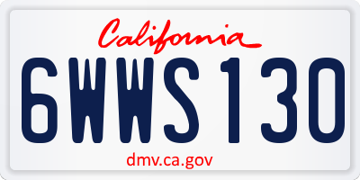 CA license plate 6WWS130