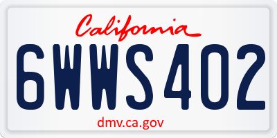 CA license plate 6WWS402