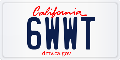 CA license plate 6WWT