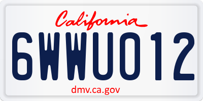 CA license plate 6WWU012