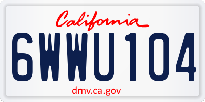CA license plate 6WWU104