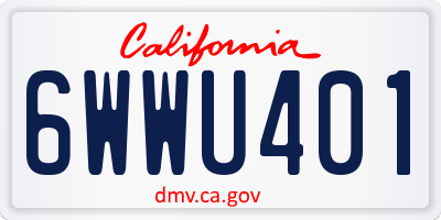 CA license plate 6WWU401