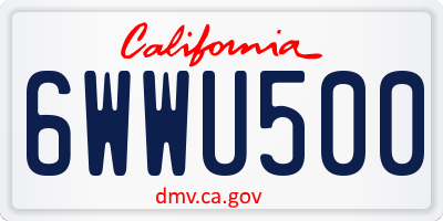 CA license plate 6WWU500