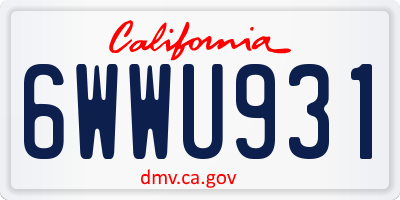 CA license plate 6WWU931