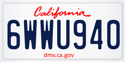 CA license plate 6WWU940