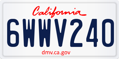 CA license plate 6WWV240